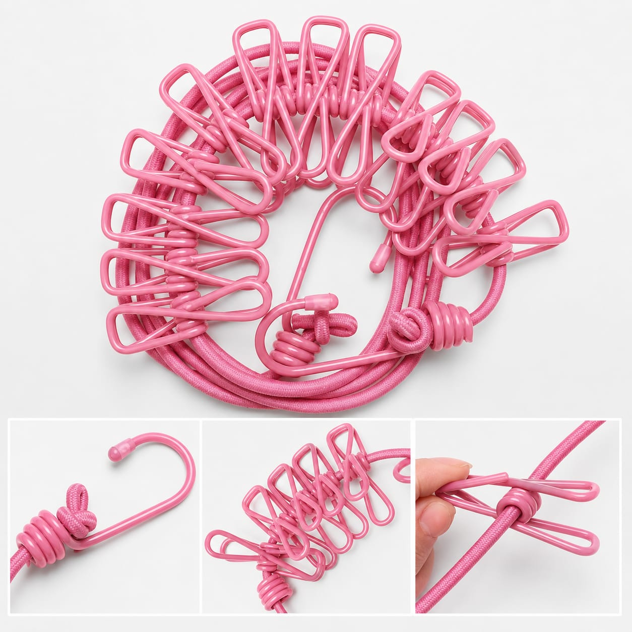 Portable Clothesline with 12 Clothes Clips ( Pack Of 2 )