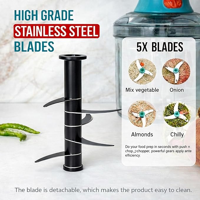 1100 ml Manual Hand Press Vegetable Chopper for Kitchen