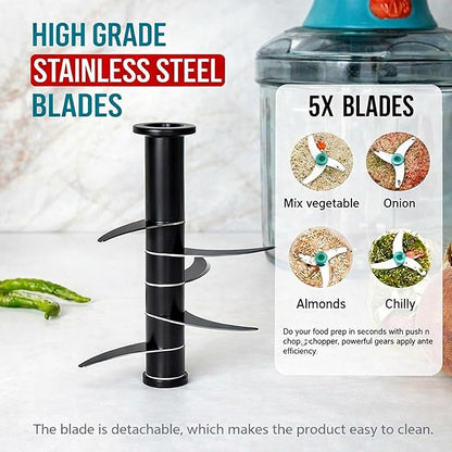 1100 ml Manual Hand Press Vegetable Chopper for Kitchen