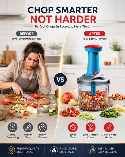 1100 ml Manual Hand Press Vegetable Chopper for Kitchen